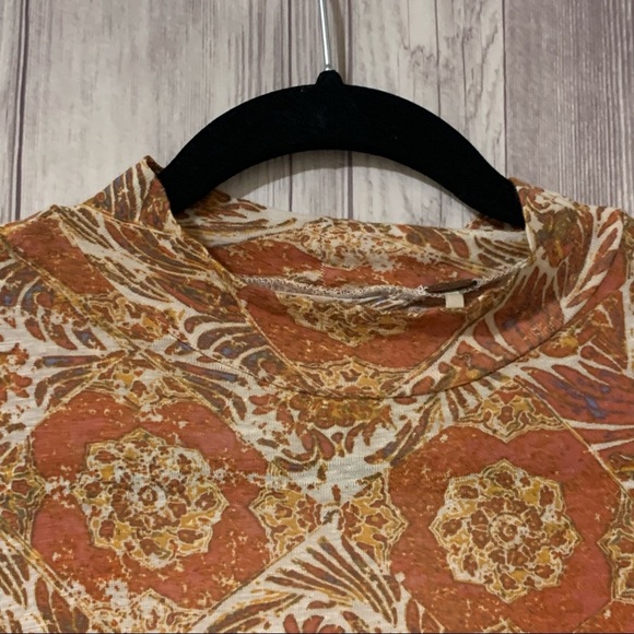 Free People Fall Orange Floral Patterned Tunic Top - Picture 5 of 8